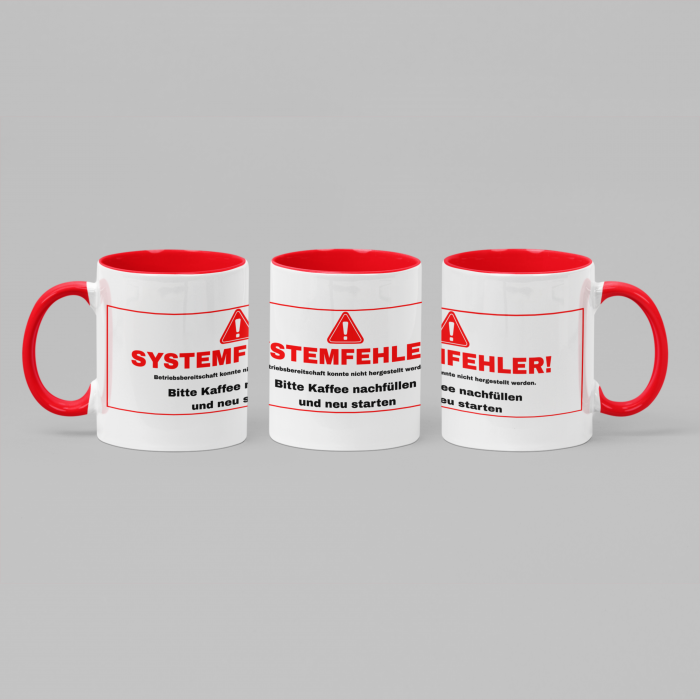Farbige Tasse "SYSTEMFEHLER!" 330ml – Panorama Kaffeetasse