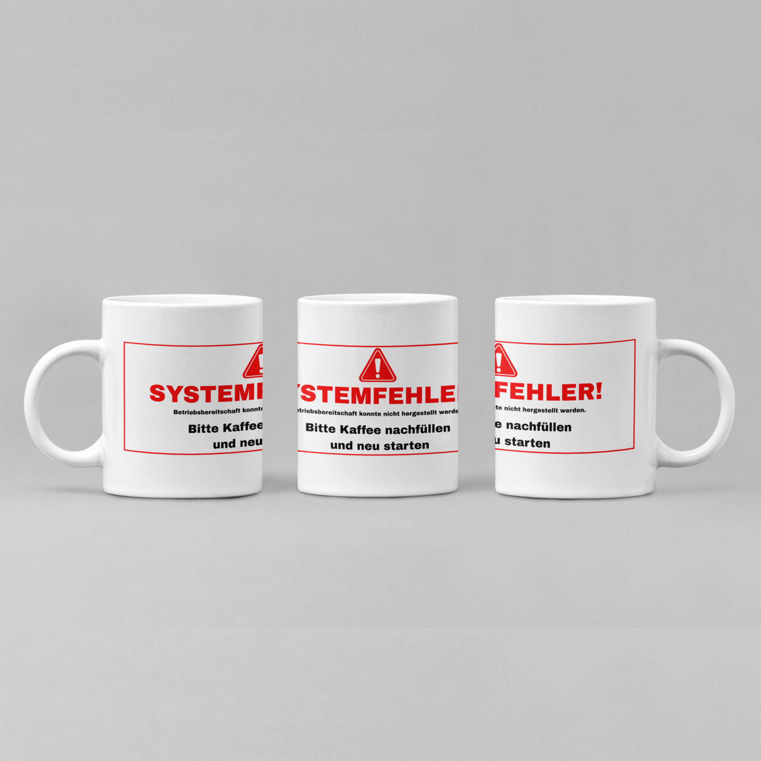 Panorama weiß Systemfehler Tasse "SYSTEMFEHLER!" Weiß 330ml – Panorama Kaffeetasse – Bild 1